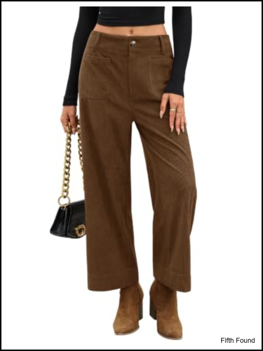 High Waisted Wide Leg Cropped Corduroy Pants